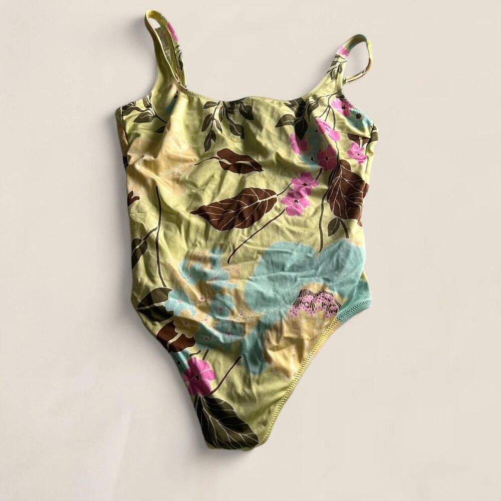 La Perla Vintage Aquasuit Yellow boho floral one piece swimsuit | medium C cup
